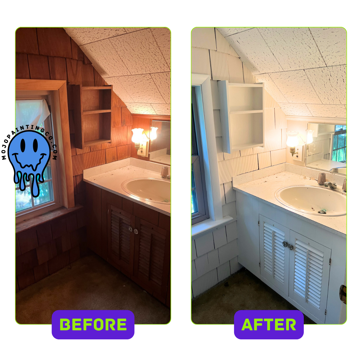 bathroom before and after white paint best house painter collegeville PA