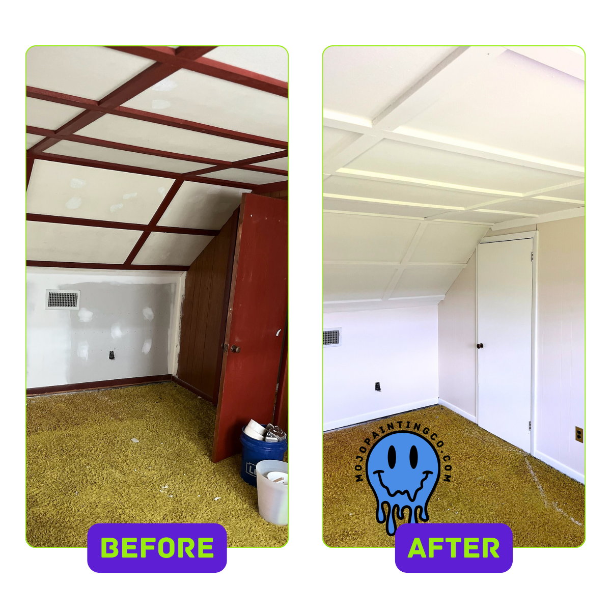 Attic repaint by mojo painting company trim panel local painting company phoenixville pa