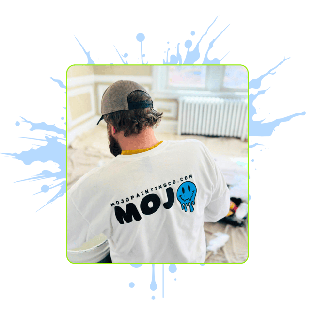 Mojo Painting Company interior house painter at work on a residential home, providing professional interior painting services in Montgomery and Chester Counties, PA. Mojo Painting Company interior house painter at work on a residential home, providing professional interior painting services in Montgomery and Chester Counties, PA.